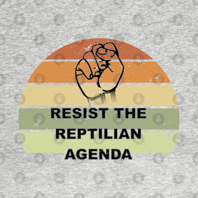 Distressed Resist The Reptilian Agenda Retro Sunset Drawing by Braznyc